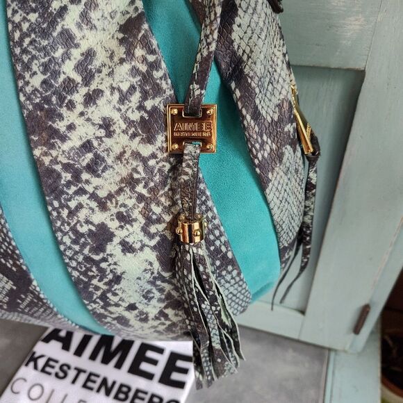 Aimee Kestenberg Tuscany Cobra Print Pebble Leather and Suede Hobo Shoulder Bag - Picture 4 of 10